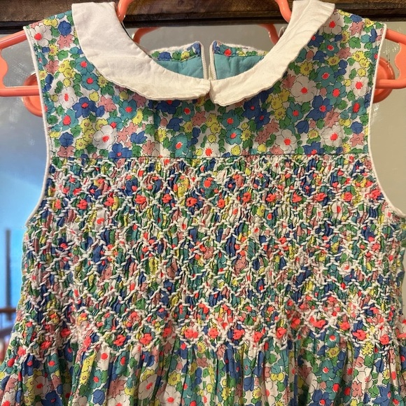 Mini boden collar smocked 100% cotton dress retro vibe size 5-6 girls - Picture 3 of 5